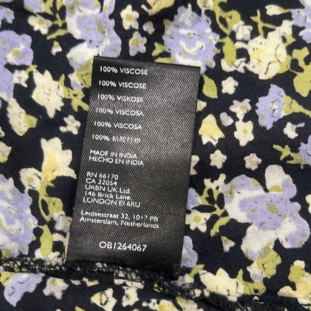Free People Molly Jo Midi Floral Button Front Midi Dress SZ M Black Blue - Picture 9 of 10
